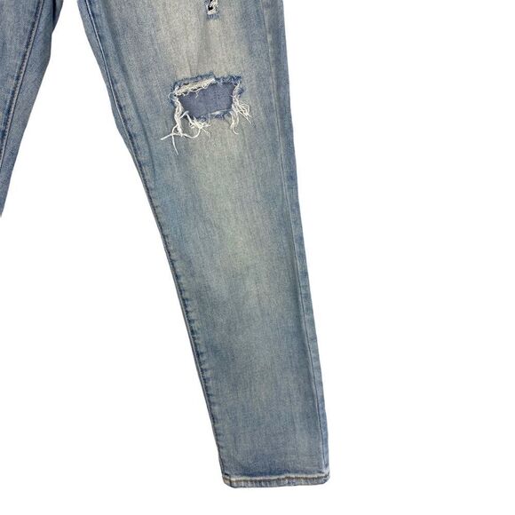 AMERICAN EAGLE Women’s Distressed Light Wash Button Fly Boy Crop Jeans US 6R - Picture 7 of 10